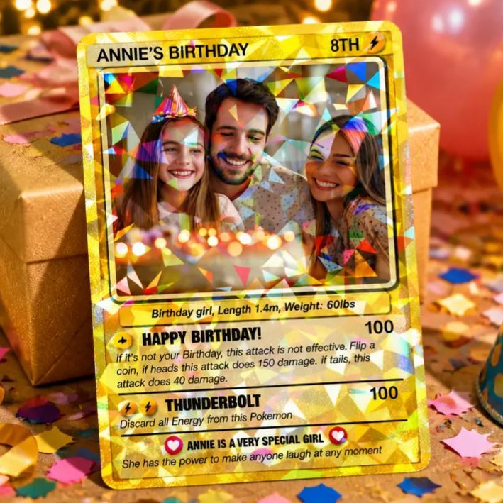 Personalized Poke Card in Birthday, Birthday Wallet Card, Birthday Photo Card from Kids, Custom Poke Anniversary Card, Happy Birthday Gift - MyMoonLampAu
