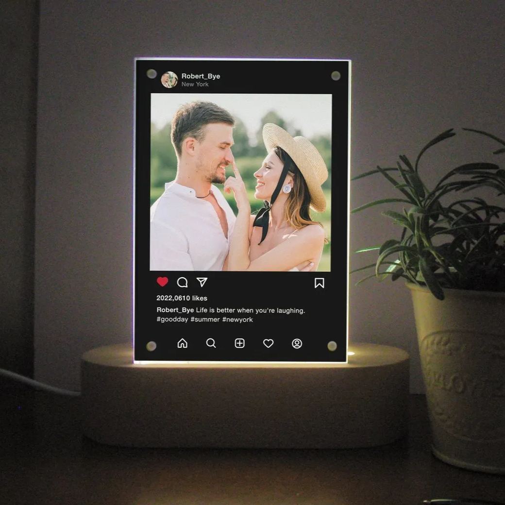 Personalized Photo Night Light – Custom Acrylic LED Lamp with Photo & Text, Anniversary Gift for Couples, Valentine's Day Gift, Wedding & Relationship Keepsake - MyMoonLampAu
