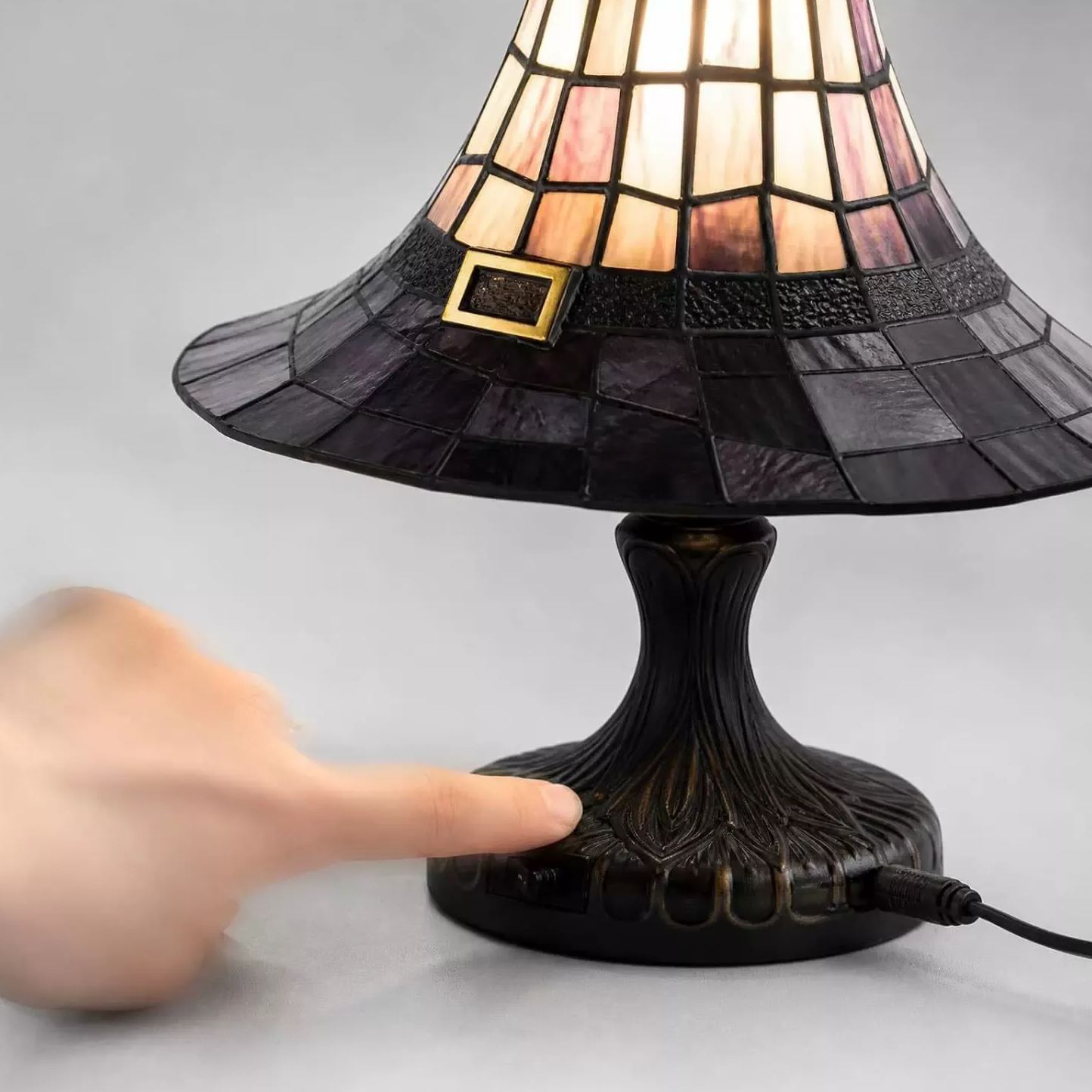 Stained Glass Witch Hat Lamp, Resin Decorative Table Light, Halloween Witch Hat Night Light, Fantasy Home Decor Accent Lamp - MyMoonLampAu