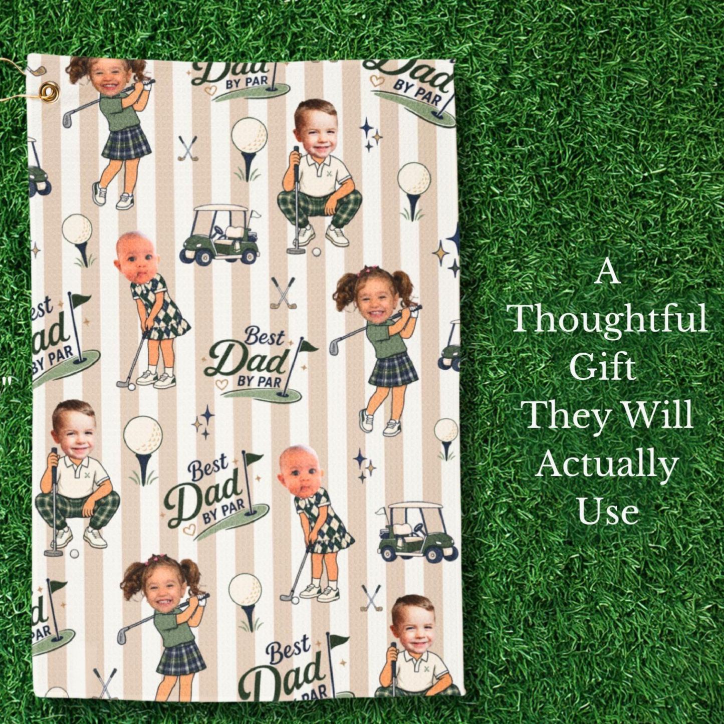 Personalized Golf Towel, Personalized Gift for Dad from Kids, Golf Souvenir for Father's Day - MyMoonLampAu