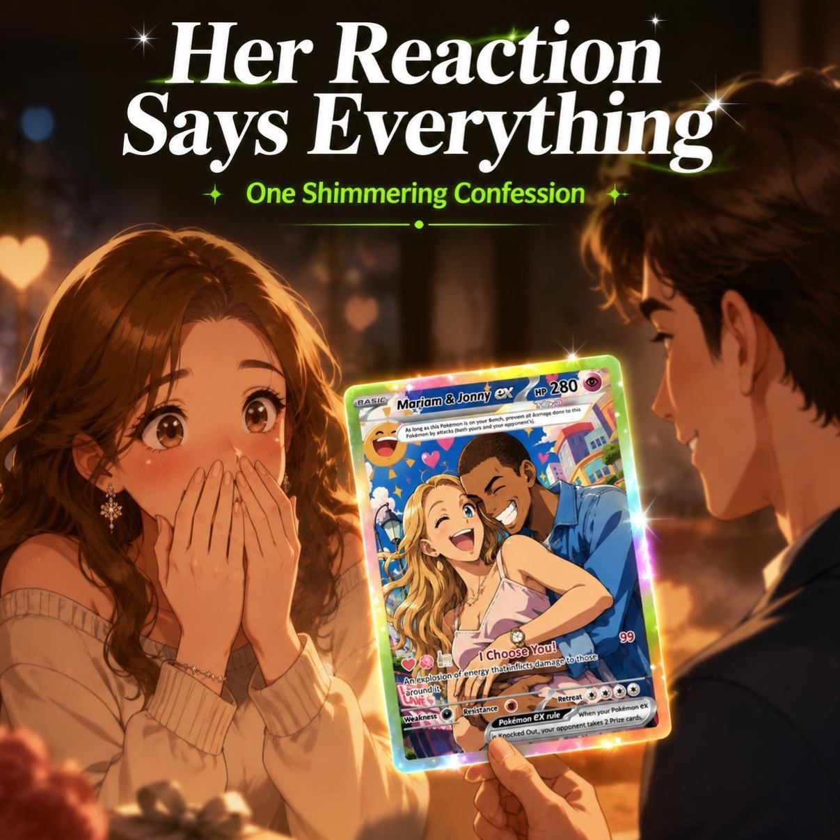 Custom Poke Cards with Anime Picture, Personalized Poke Cards Animated Style Gifts for Him and Her - MyMoonLampAu