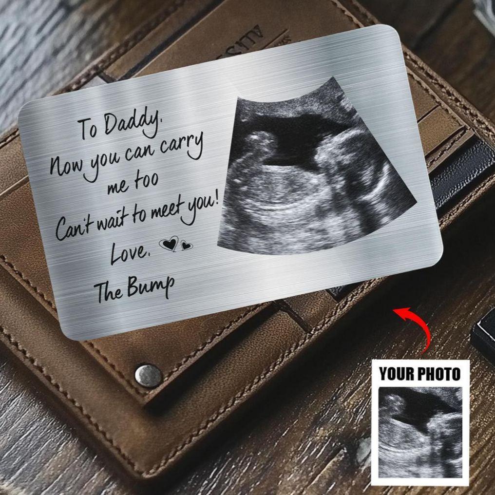 Personalized Daddy Wallet Card with Photo "Now You Can Carry Me Too" Metal Wallet Insert Father's Day Gift - MyMoonLampAu