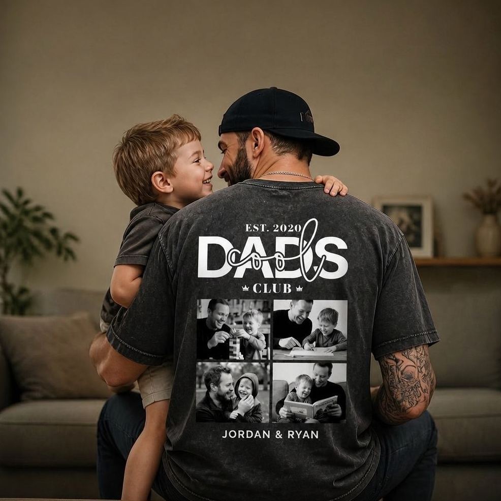 Personalized Cool Dad Photo Shirt, Dad Gift Custom, Father's Day T-Shirt with Kids Name, Cool Dad Club Photo Shirt - MyMoonLampAu
