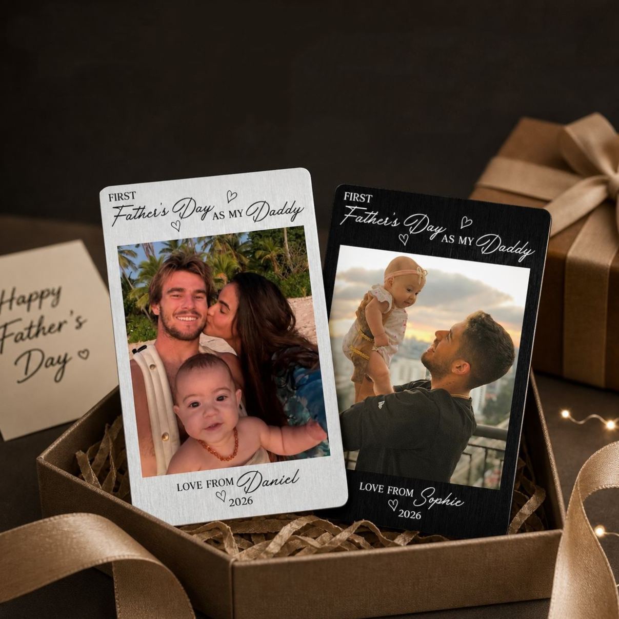 Personalized Wallet Insert Card for Dad, Custom Photo Metal Card, New Dad Gift, Fathers Day Gift from Baby - MyMoonLampAu