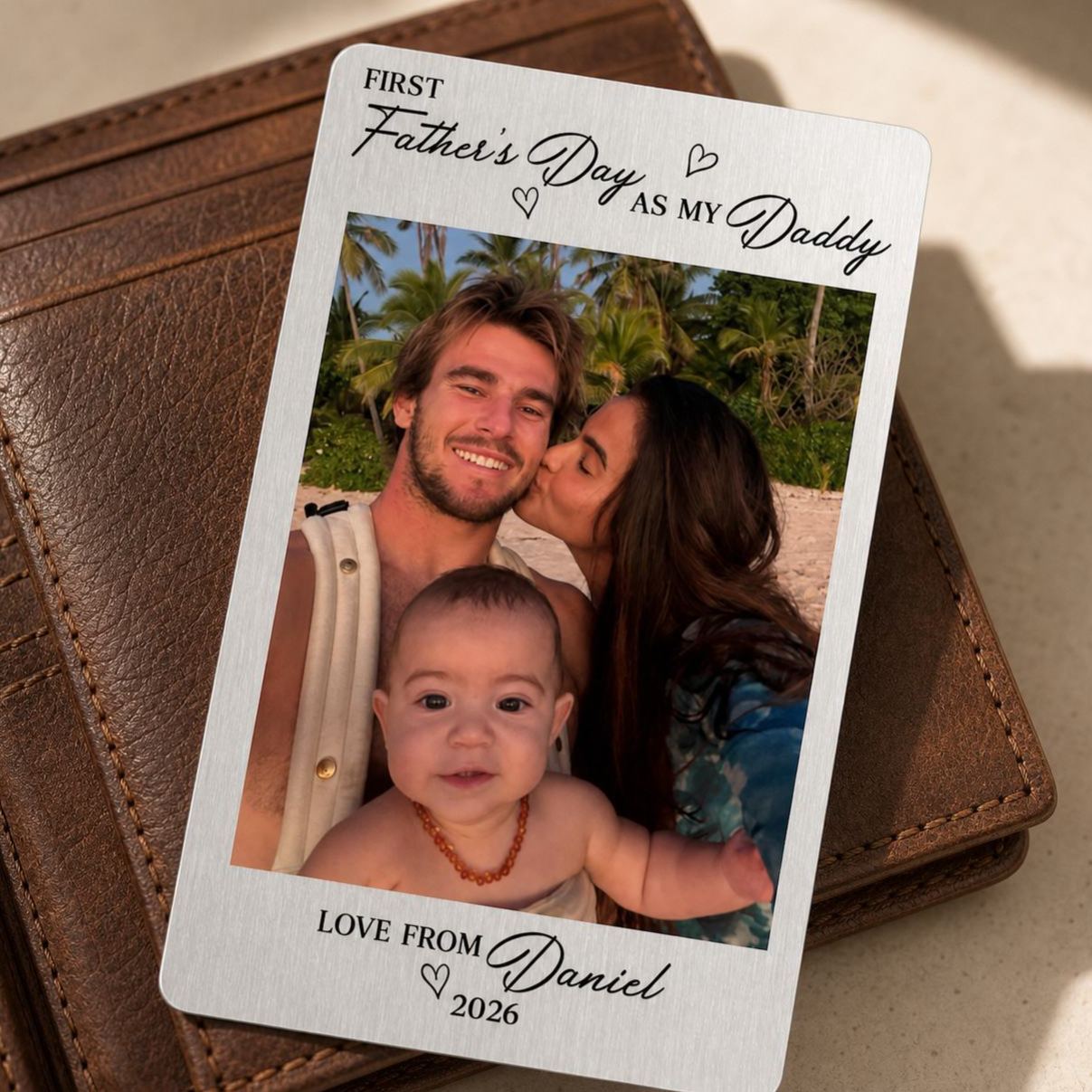 Personalized Wallet Insert Card for Dad, Custom Photo Metal Card, New Dad Gift, Fathers Day Gift from Baby - MyMoonLampAu