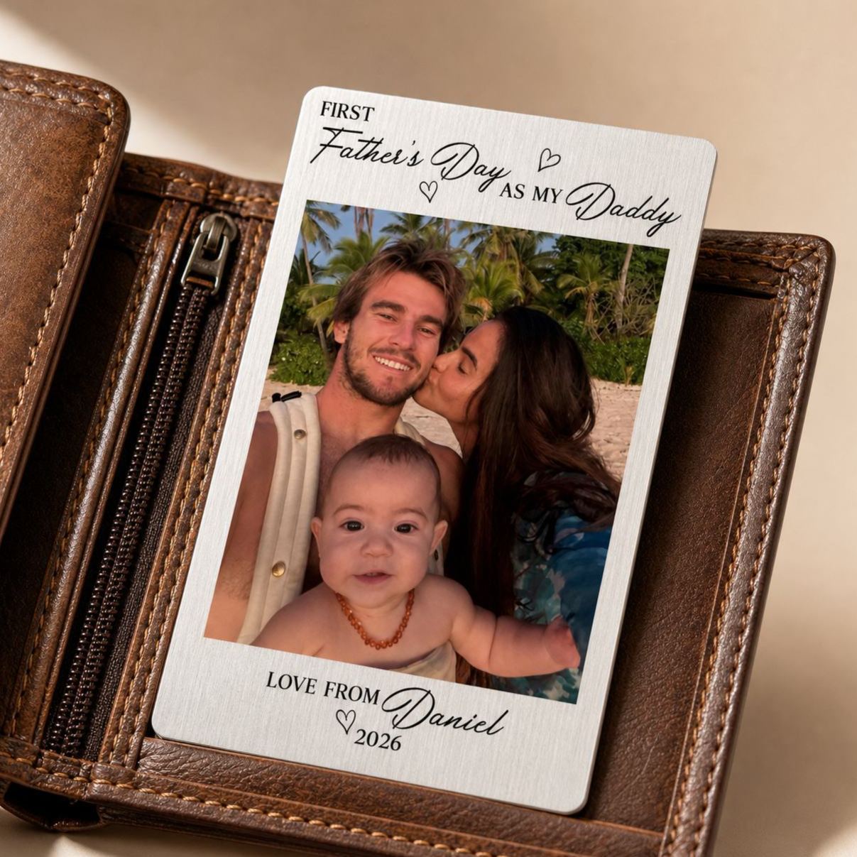 Personalized Wallet Insert Card for Dad, Custom Photo Metal Card, New Dad Gift, Fathers Day Gift from Baby - MyMoonLampAu