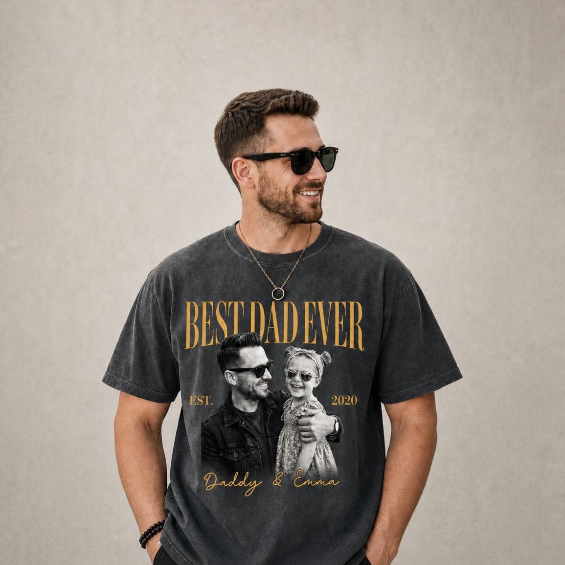 Personalized Dad Vintage Photo Shirt, Custom Fathers Day Shirt With Kids Photo, Best Dad Ever Shirt, New Dad Gift, Fathers Day Gift for Dad - MyMoonLampAu