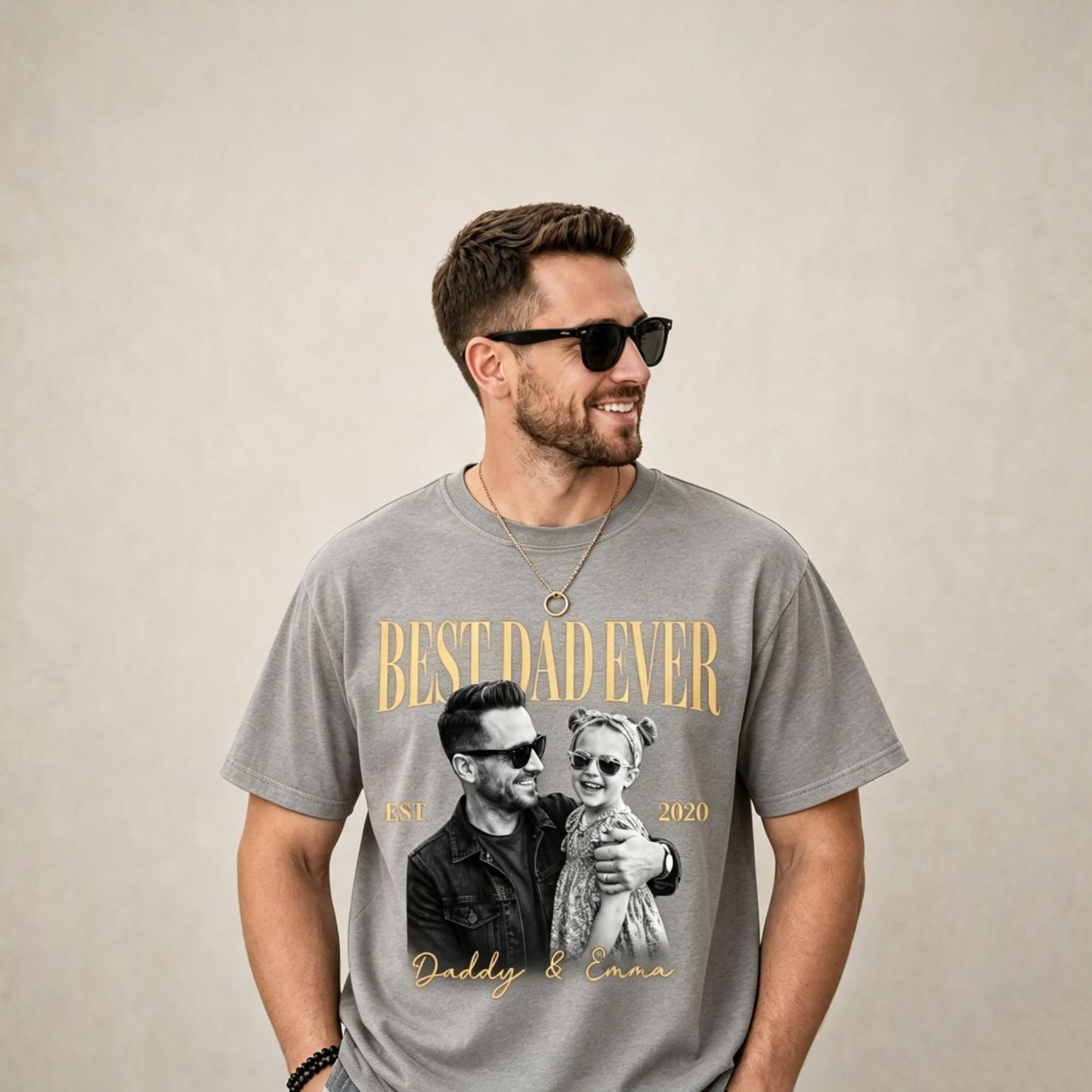 Personalized Dad Vintage Photo Shirt, Custom Fathers Day Shirt With Kids Photo, Best Dad Ever Shirt, New Dad Gift, Fathers Day Gift for Dad - MyMoonLampAu
