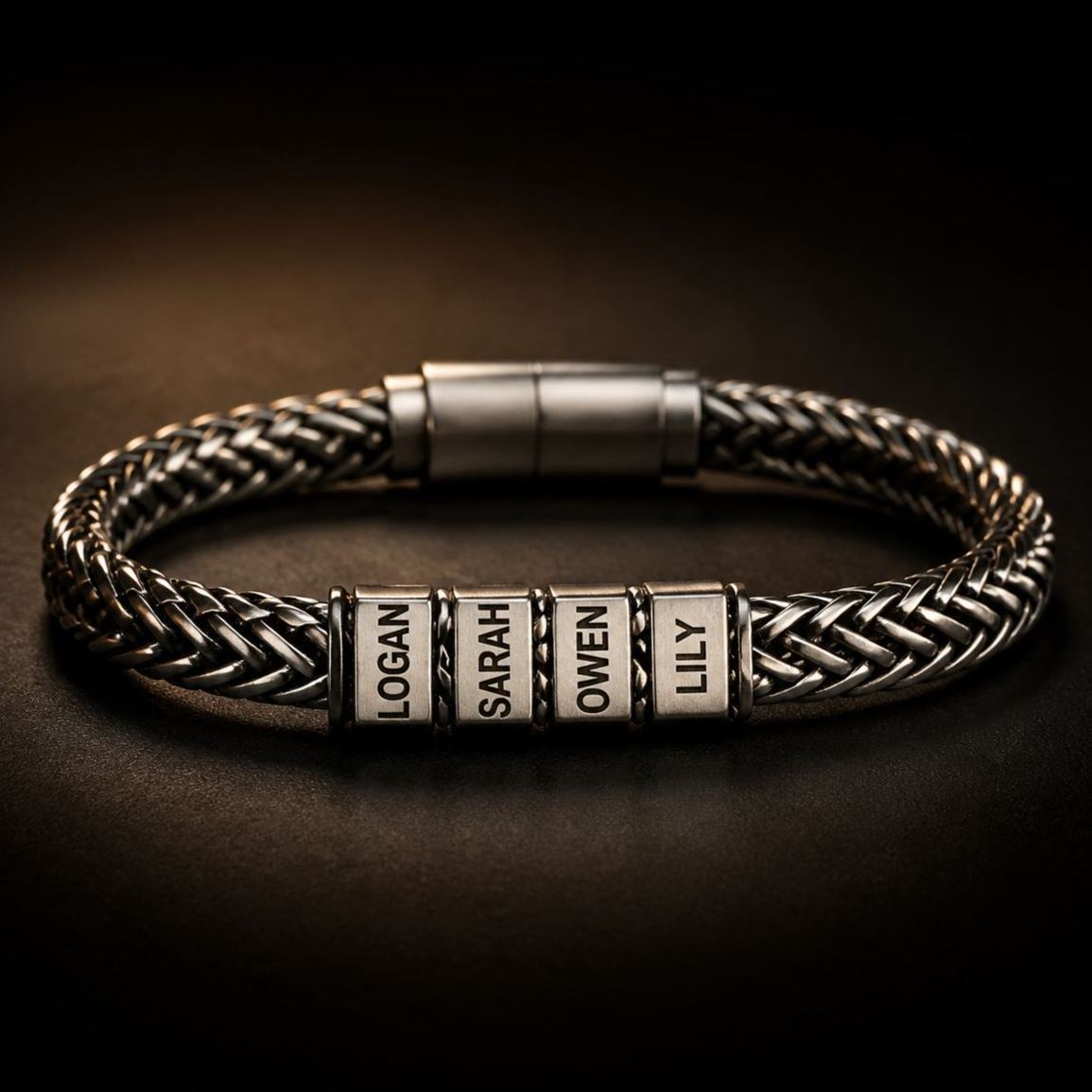 Personalized Mens Bracelet, Husband Gift, Stainless Steel Bracelet For Dad With Kids Name, Family Name Bracelet, Personalize Daddy Bracelet - MyMoonLampAu