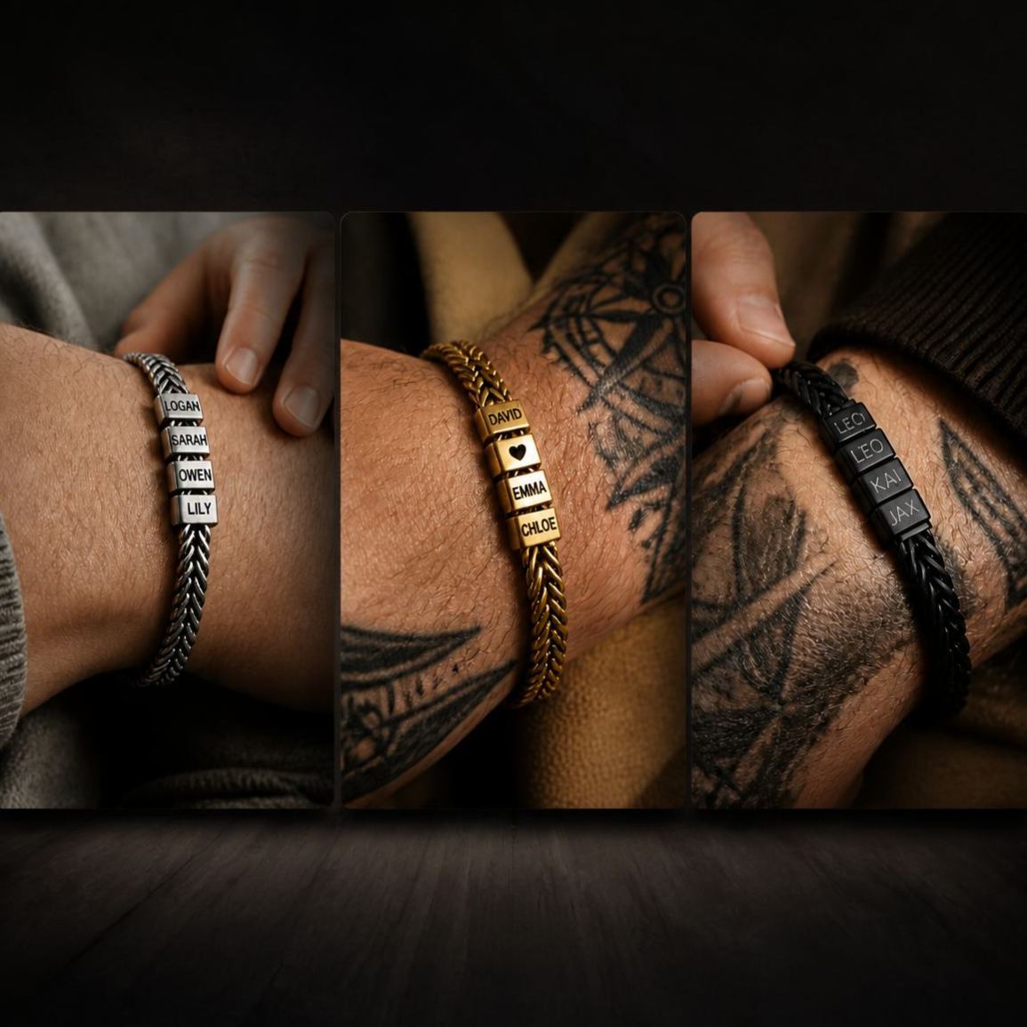 Personalized Mens Bracelet, Husband Gift, Stainless Steel Bracelet For Dad With Kids Name, Family Name Bracelet, Personalize Daddy Bracelet - MyMoonLampAu