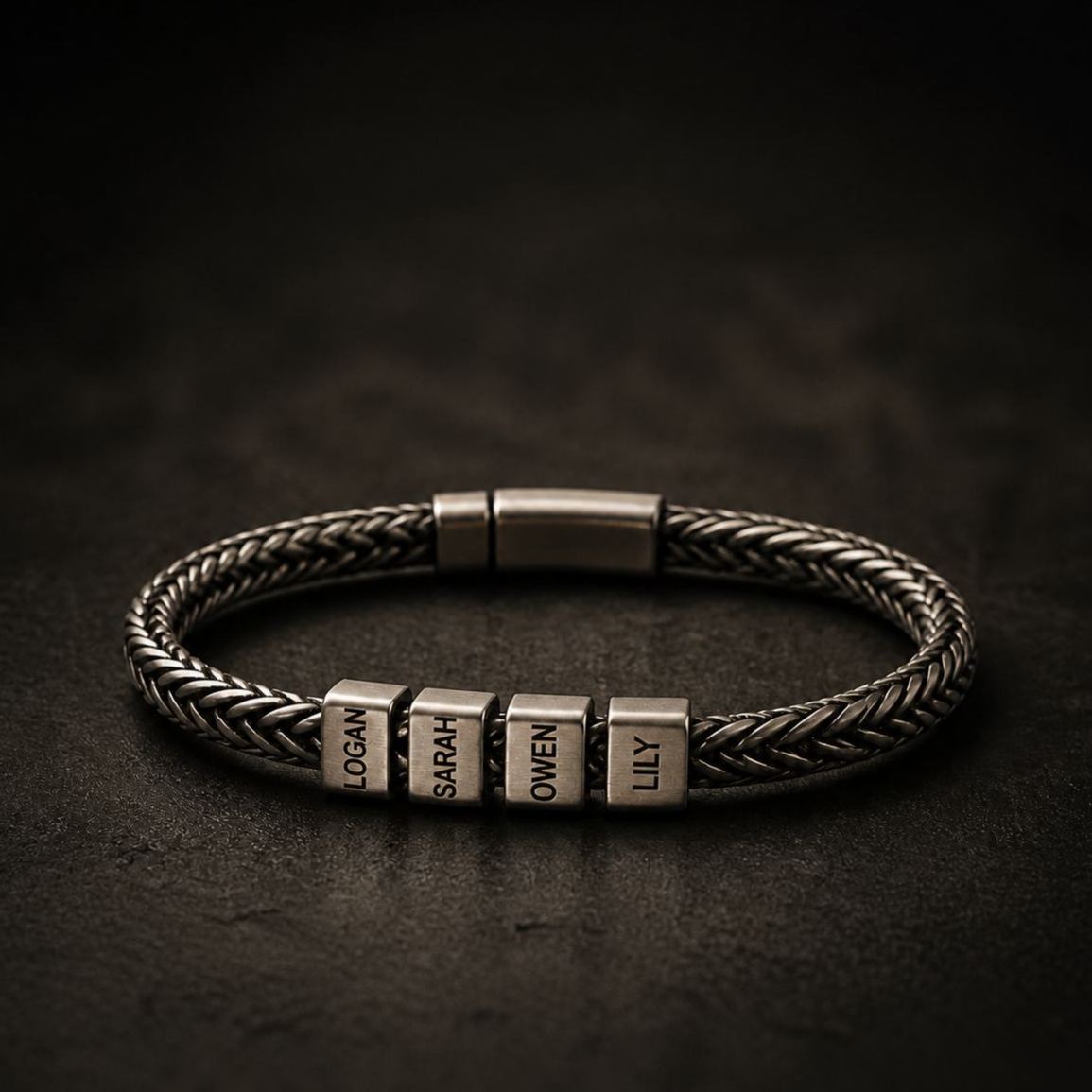 Personalized Mens Bracelet, Husband Gift, Stainless Steel Bracelet For Dad With Kids Name, Family Name Bracelet, Personalize Daddy Bracelet - MyMoonLampAu