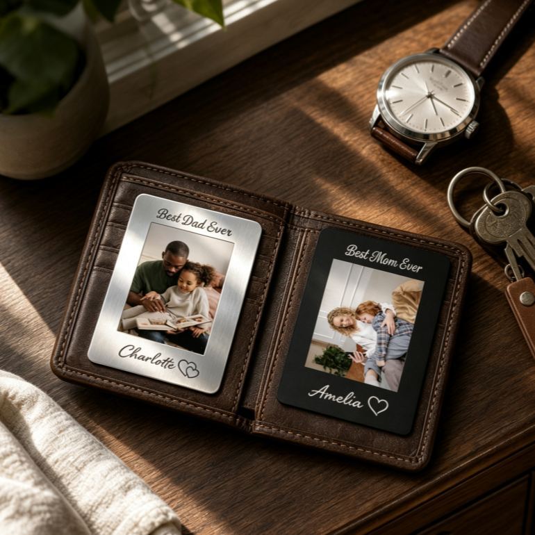 Photo Wallet Card for Dad, Father's Day Gift, Personalized Daddy Metal Wallet Card, Dad Birthday Gift from Daughter Son, Unique Dad Keepsake - MyMoonLampAu
