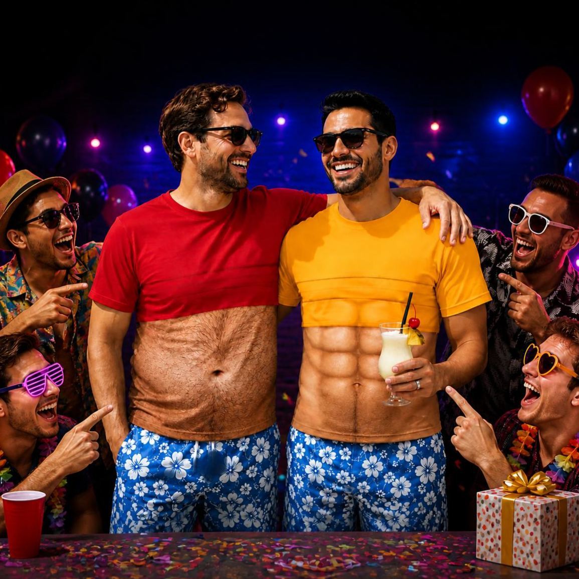 Dad Bod Shirt, Custom Faux Chest Hair Shirt, Personalized Aloha And Chill Shirts, Novelty Tropical Beach Fake Muscle Shirt, Novelty Dad Tee - MyMoonLampAu