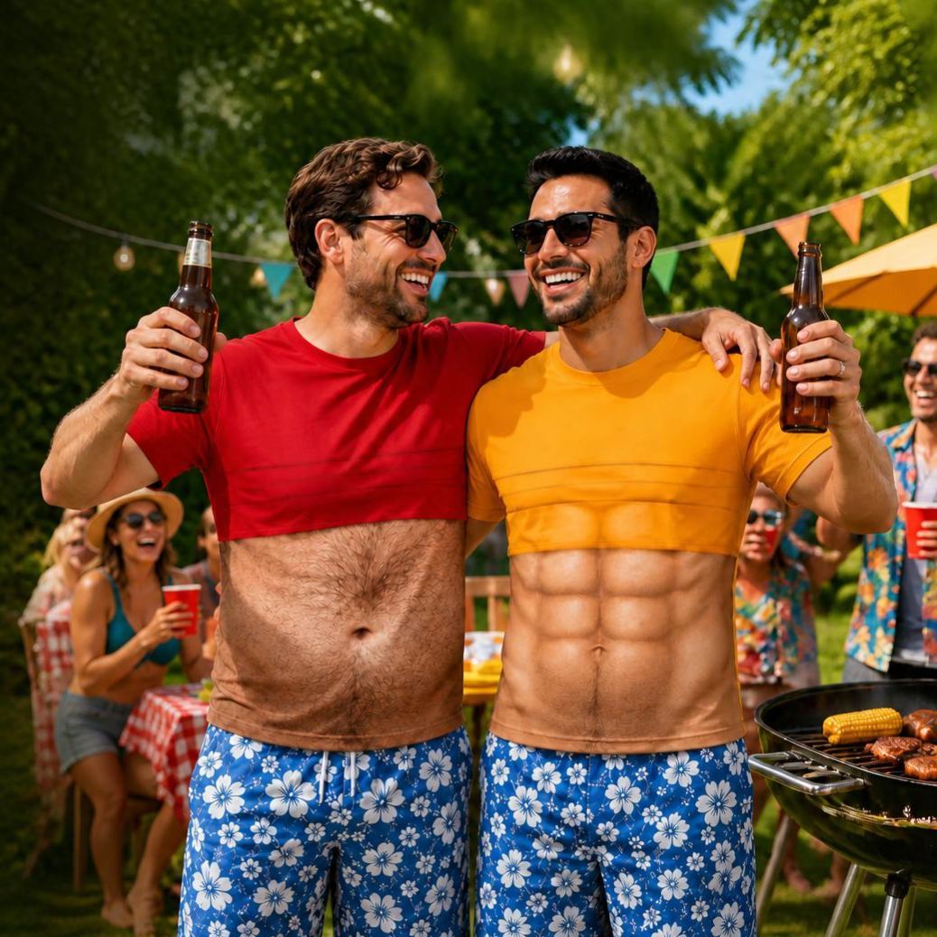 Dad Bod Shirt, Custom Faux Chest Hair Shirt, Personalized Aloha And Chill Shirts, Novelty Tropical Beach Fake Muscle Shirt, Novelty Dad Tee - MyMoonLampAu