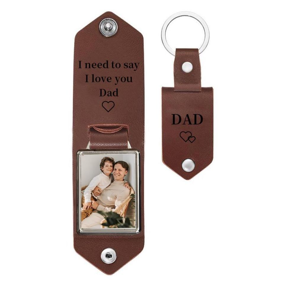 Personalized Engraved Leather Keychain with Photo,Custom Picture Keyring,Drive Safe Gift for Dad,Anniversary Gift for Husband - MyMoonLampAu