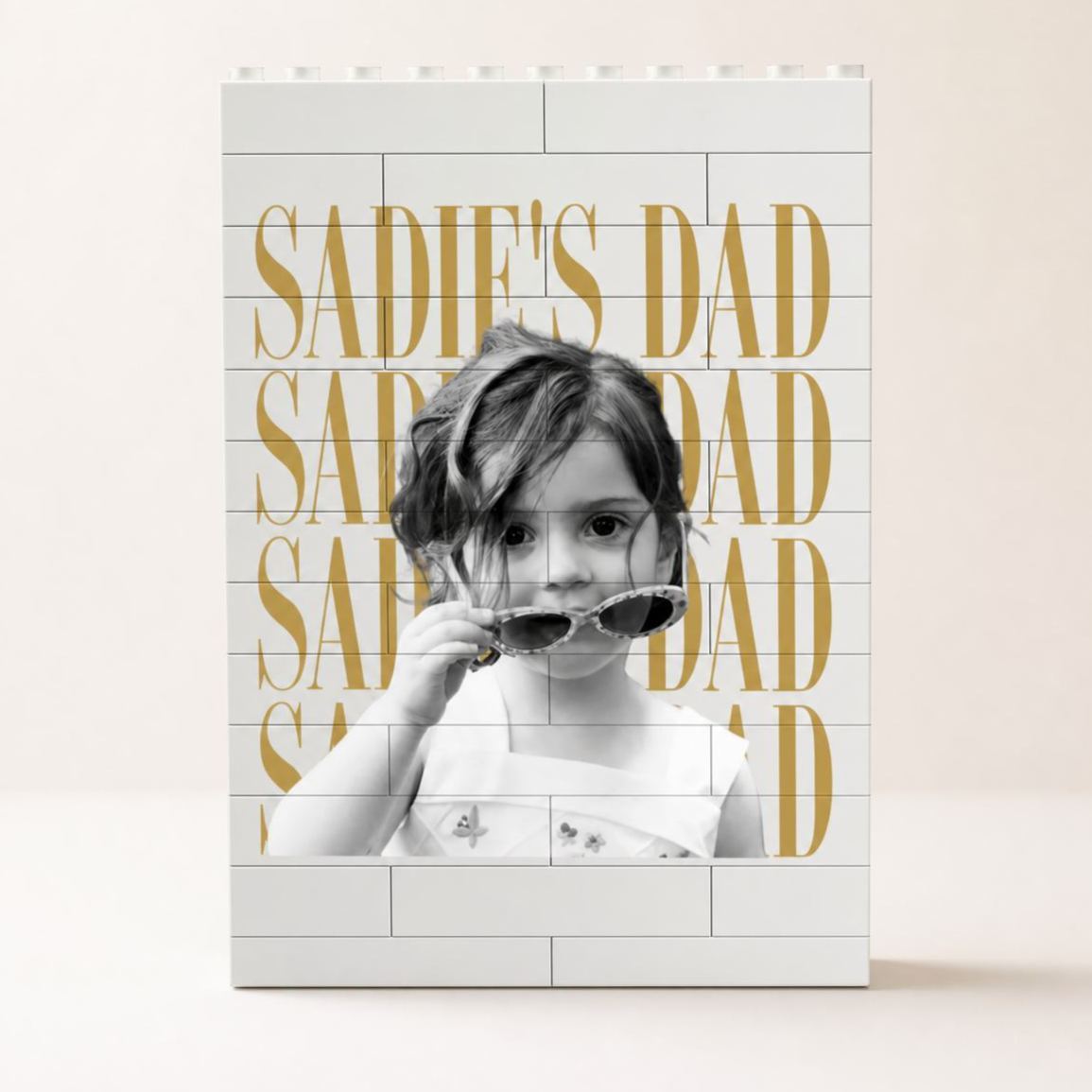 Personalized Dad Desk Keepsake Building Brick Puzzle Custom Photo Brick Figure Gift from Kids, Creative Father's Day Office Decor - MyMoonLampAu