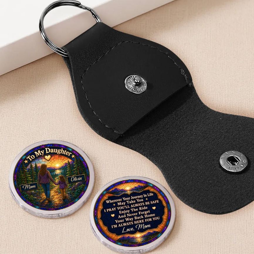 Personalized Father & Son Pocket Hug Custom Sunset Journey Keepsake Gift for Son, Inspirational Carry Along Token - MyMoonLampAu