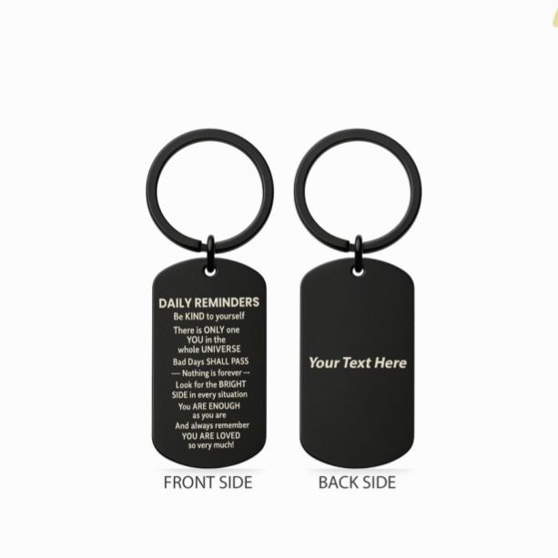 Daily Reminders Engraved Keyring, Motivational Quote Keychain, Inspirational Affirmation Gift, Stainless Steel Keyring Present - MyMoonLampAu