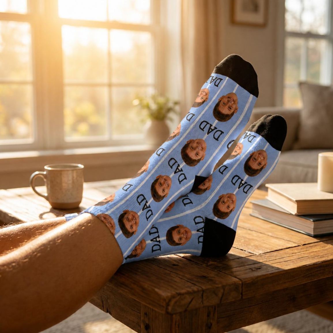Personalized Dad Face Socks Custom Photo Socks for Father’s Day Gift, Funny Dad Gift, Best Dad Ever Socks, Grandpa Socks Gift - MyMoonLampAu