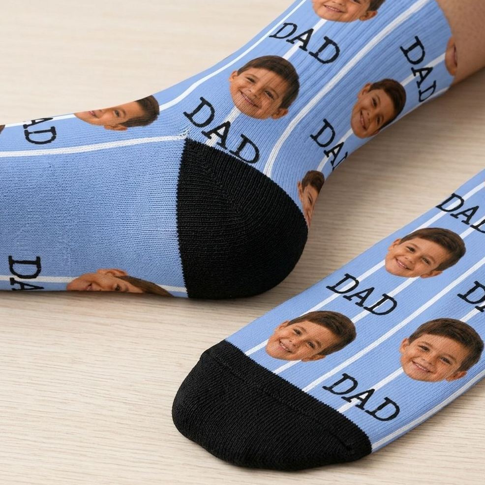 Personalized Dad Face Socks Custom Photo Socks for Father’s Day Gift, Funny Dad Gift, Best Dad Ever Socks, Grandpa Socks Gift - MyMoonLampAu