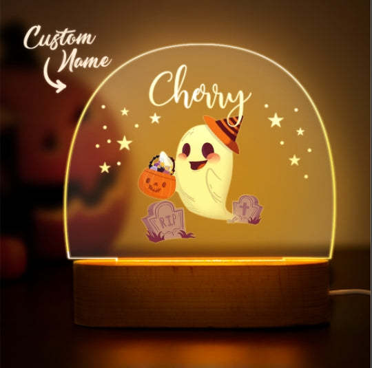 Personalized Halloween Night Light For Baby Custom Name Baby Room Decor Lamp - mymoonlampau