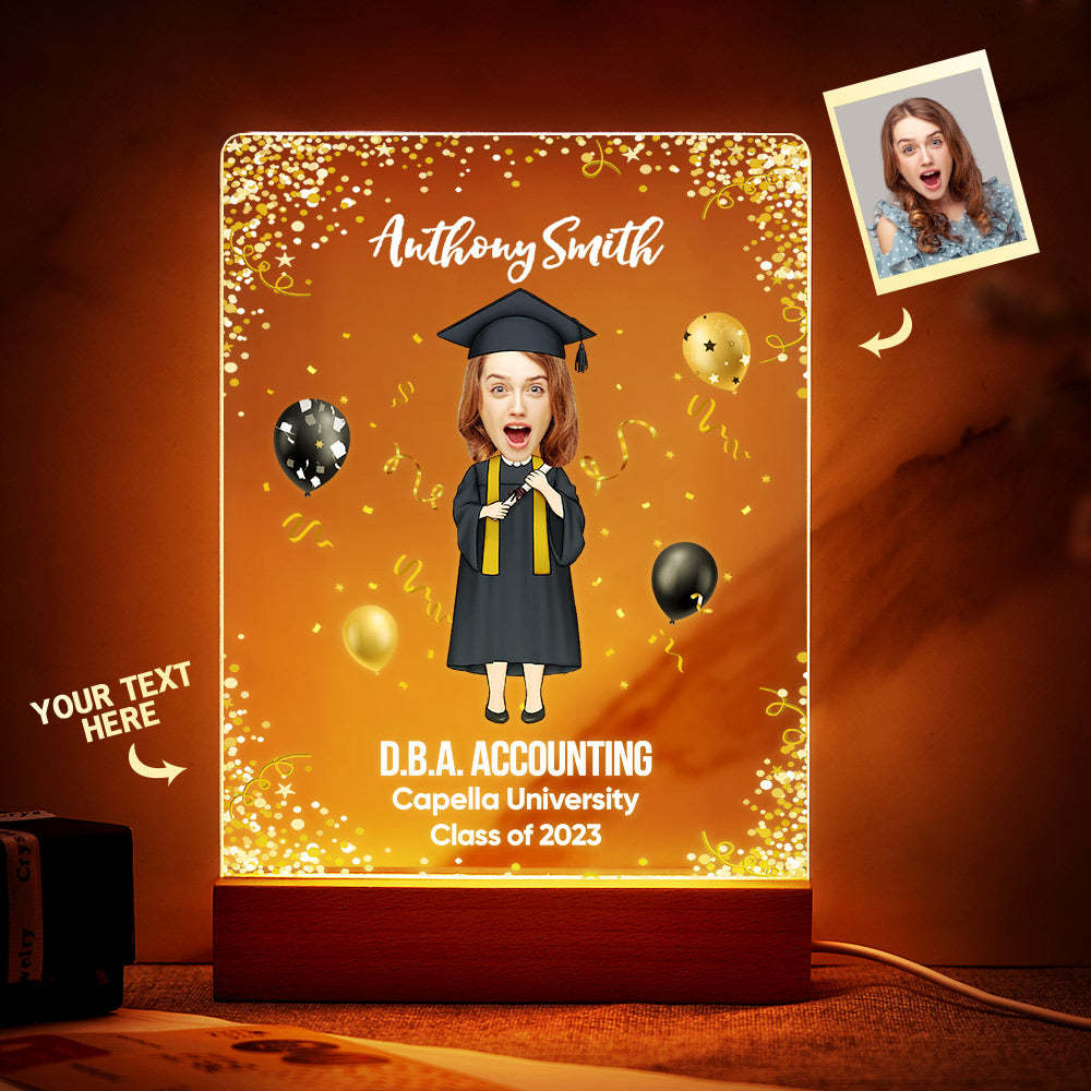 Graduation Ceremony Gift Custom Photo Graduation Appreciation Acrylic Plaque Lamp Personalized Your Name, Diploma And School - mymoonlampau