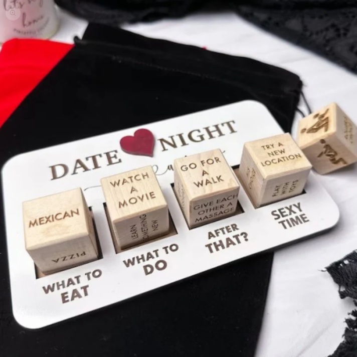 Wooden Date Night Dice Naughty Couple Dice Game for Him Funny Portable Couple Dice Kit for Adults Women Men Husband Girlfriend Boyfriend Valentine's Day Bridal Wedding Shower - MyMoonLampAu