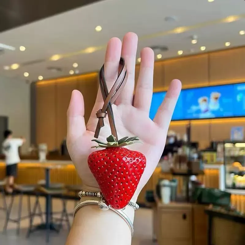 3D Strawberry Keychain Bag charm Personalized Strawberry Accessory Keychain - MyMoonLampAu