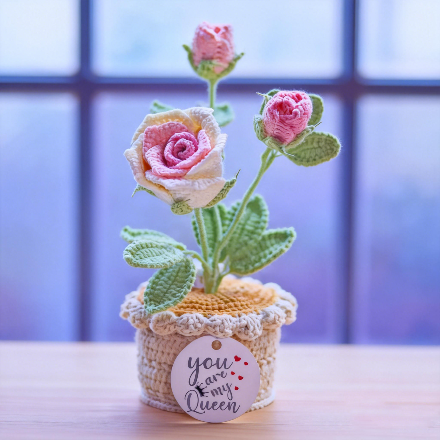 Crocheted Rose/Lily of the Valley Romantic LED Night Light Glowing Knit Flower for Her - MyMoonLampAu