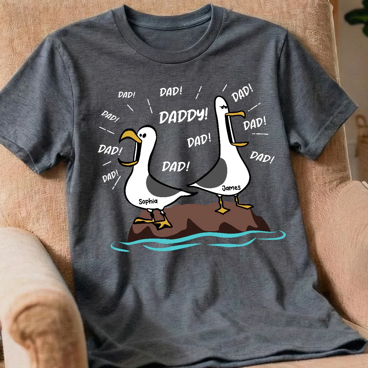 Seagull Dad! Dad! Dad! Custom Kid Name - Personalized Shirt - Funny Father's Day Gift For Dad, Husband - MyMoonLampAu