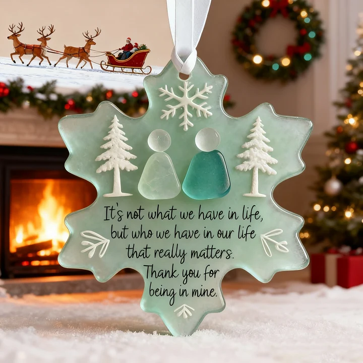 Snowflake-Shaped Sea Glass Friendship Decor Christmas Ornaments - MyMoonLampAu
