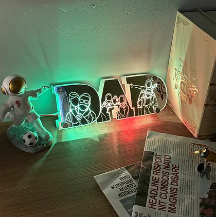 Father��s Day Gift Personalized Picture Engraving Studio Mirror Lamp - MyMoonLampAu