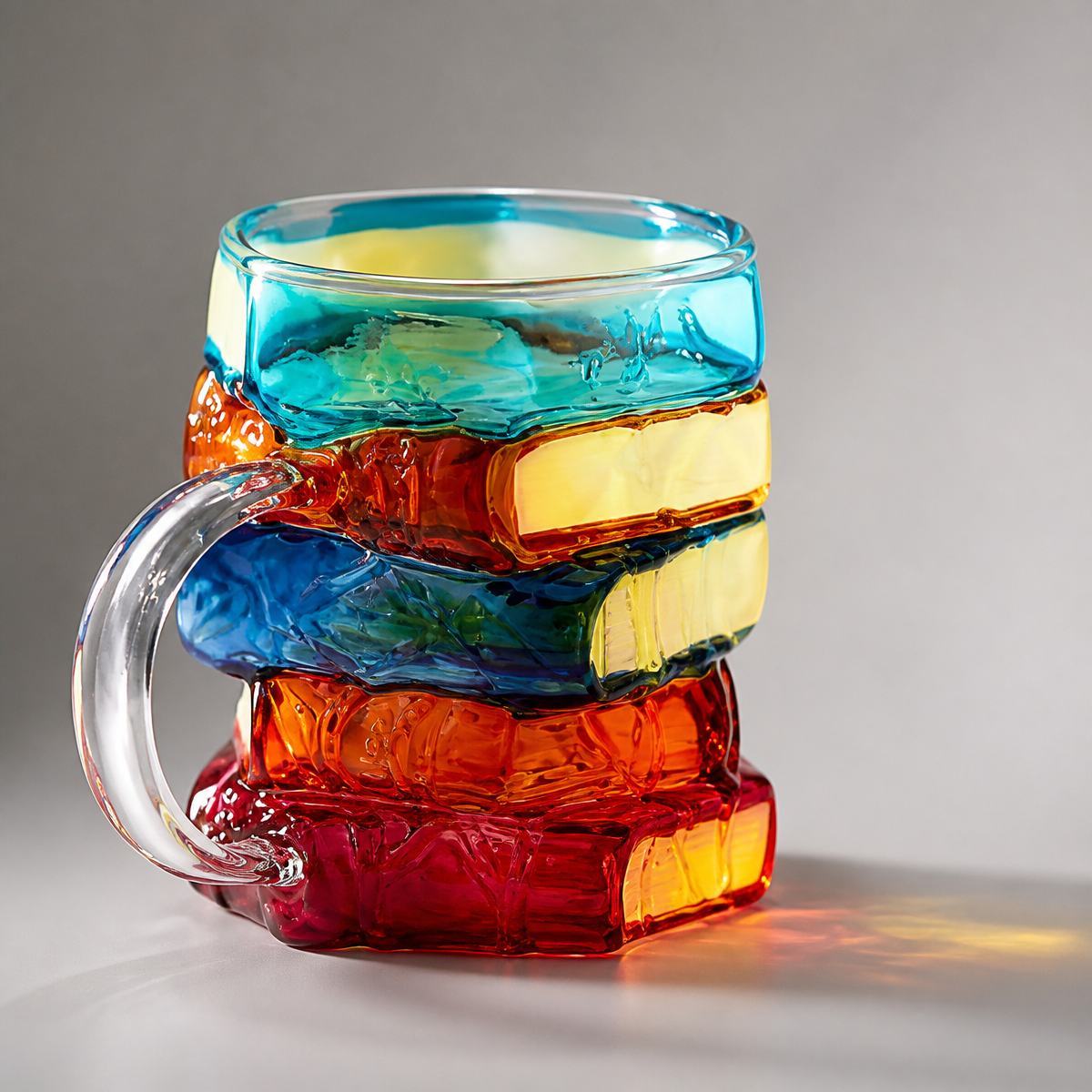 Painted Book Mug – Hand-Painted Borosilicate Glass Book-Shaped Mug with Handle Coffee Cup - MyMoonLampAu