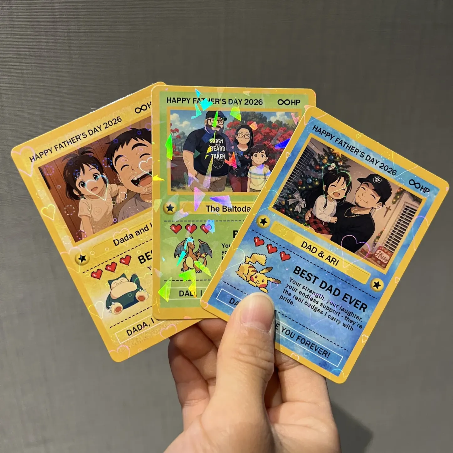 Personalised Card - Custom Dad Trading Card with Photo & Names - "Best Dad Ever" Unique Gift for Dad, Grandpa, Husband - Poke Style Collectible Plaque for Father's Day Gift 2026 - MyMoonLampAu