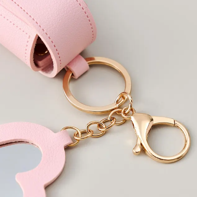 Engraved Birth Flower Lipstick Keychain Case with Mirror, Custom PU Leather Lip Balm Bag, Personalized Birthday Gift for Her, Christmas gift - MyMoonLampAu