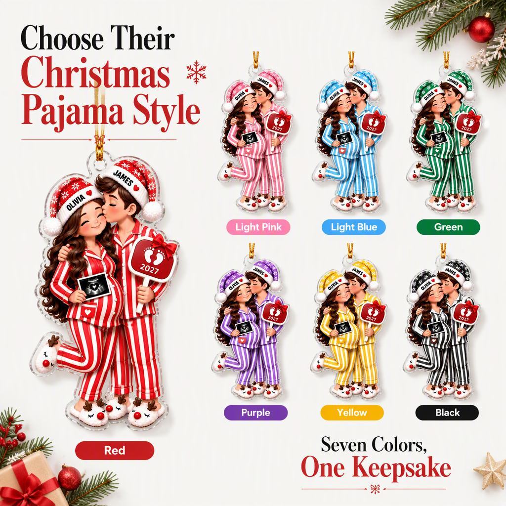 Custom Christmas Ornament for Expecting Parents - Personalized Pregnancy Announcement Gift 2027 - MyMoonLampAu