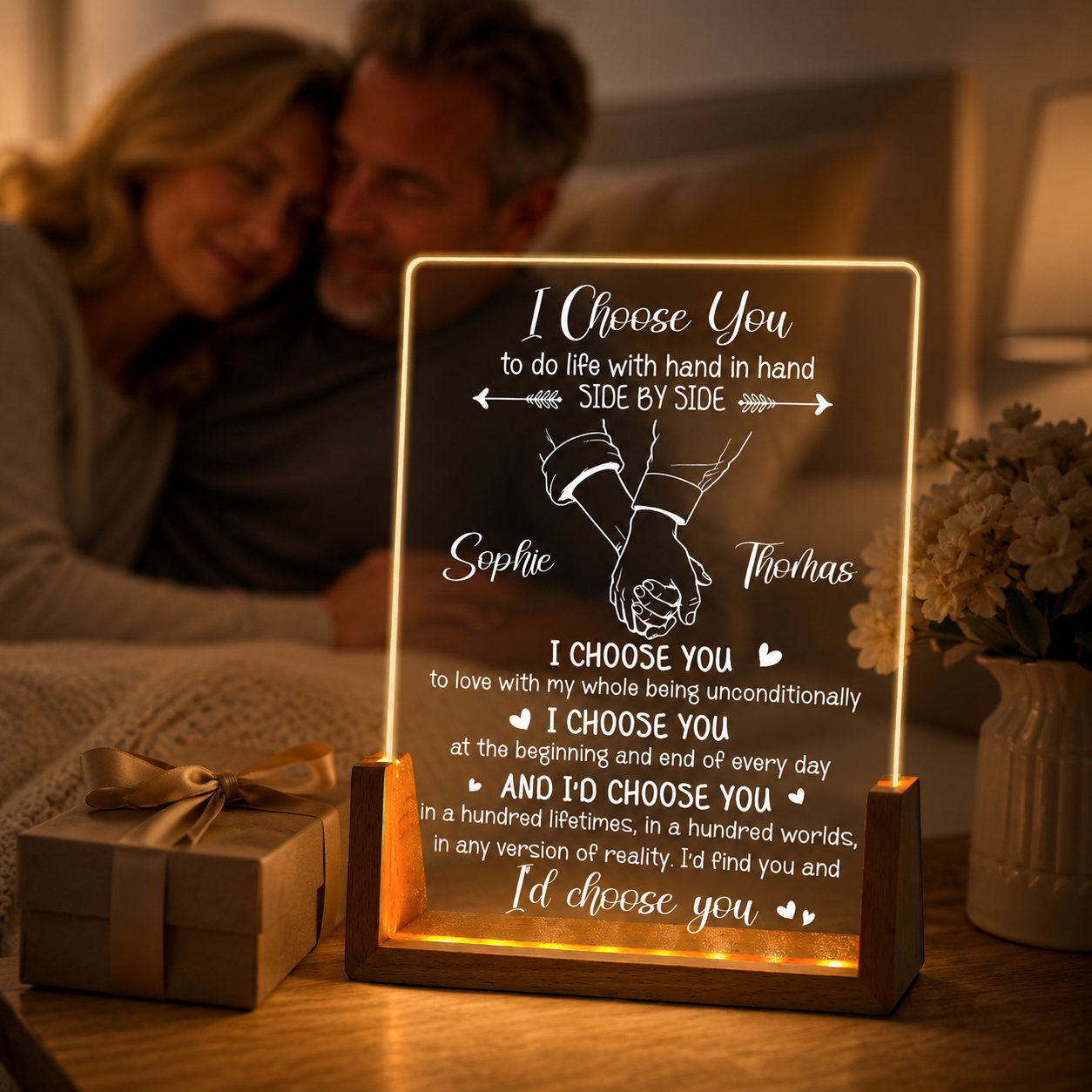 I Choose You Personalized Night Light, Custom Photo Acrylic LED Lamp, Romantic Couple Gift for Anniversary, Birthday & Valentine's Day - MyMoonLampAu