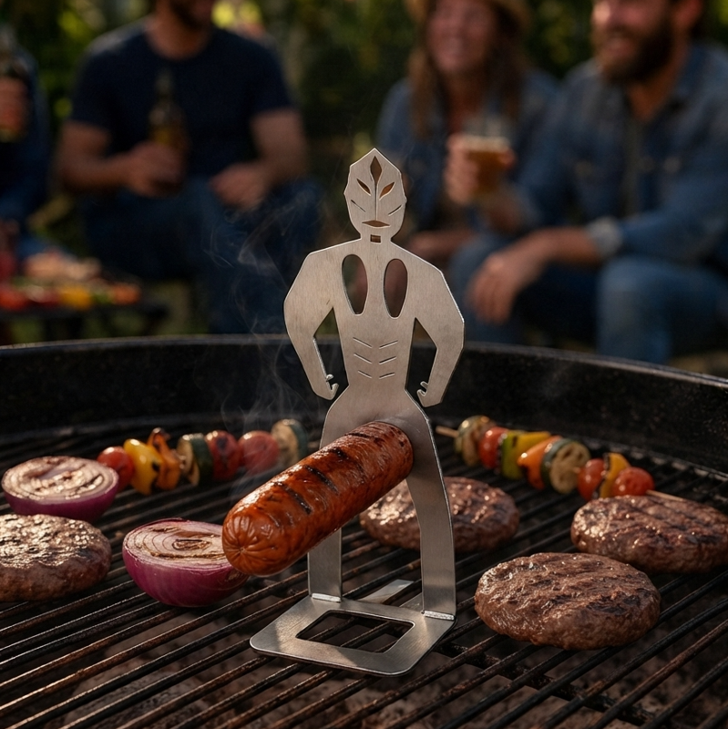 Stainless Steel BBQ Sausage Holder - Funny Grilling Gadget Gift - MyMoonLampAu