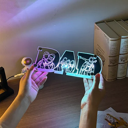 Father��s Day Gift Personalized Picture Engraving Studio Mirror Lamp - MyMoonLampAu