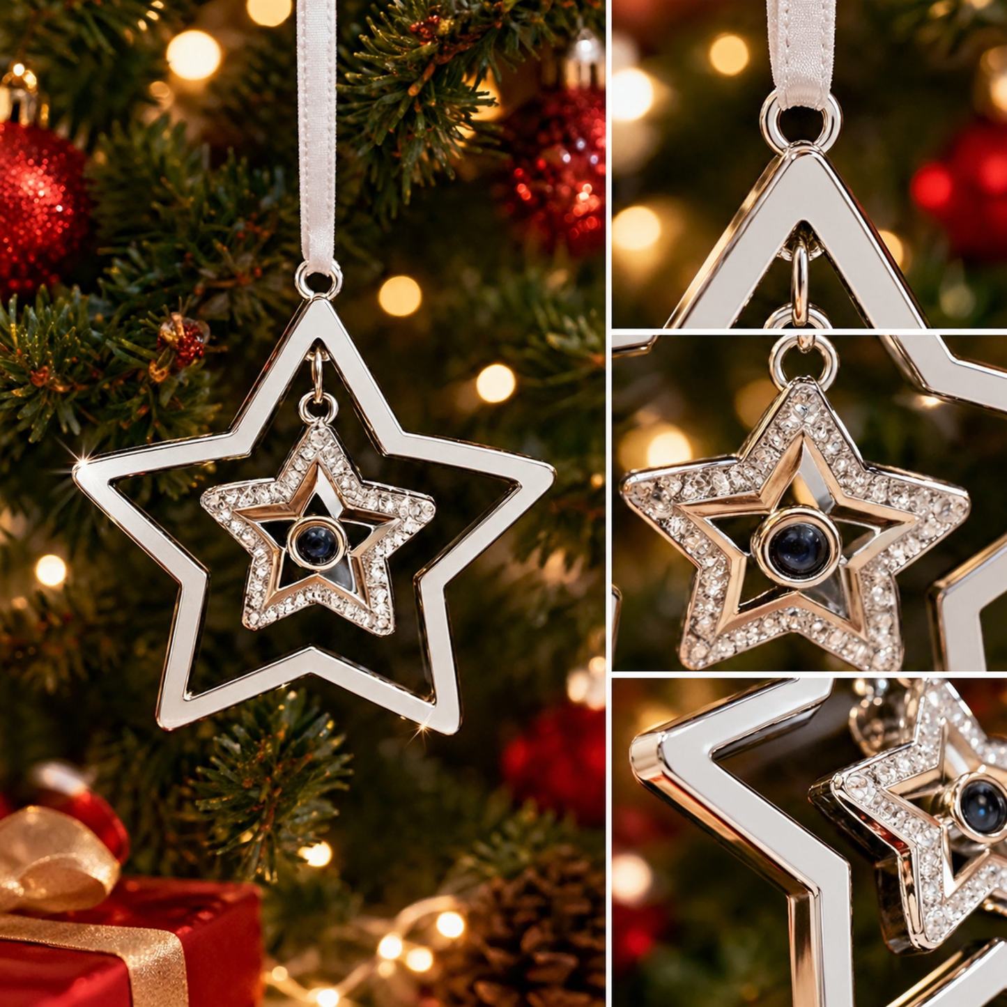 Custom Projection Photo Star Decoration, Christmas Tree Star Ornament, Christmas Photo Ornament, Baby's First Christmas Decoration for Gift Giving - MyMoonLampAu