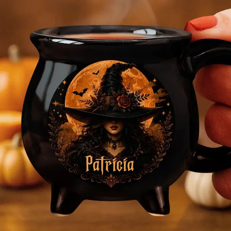Halloween Cauldron Mug 12oz – Personalized Witch-Themed Coffee Cup for Gifts, Spooky Season Decor & Cozy Evenings - MyMoonLampAu