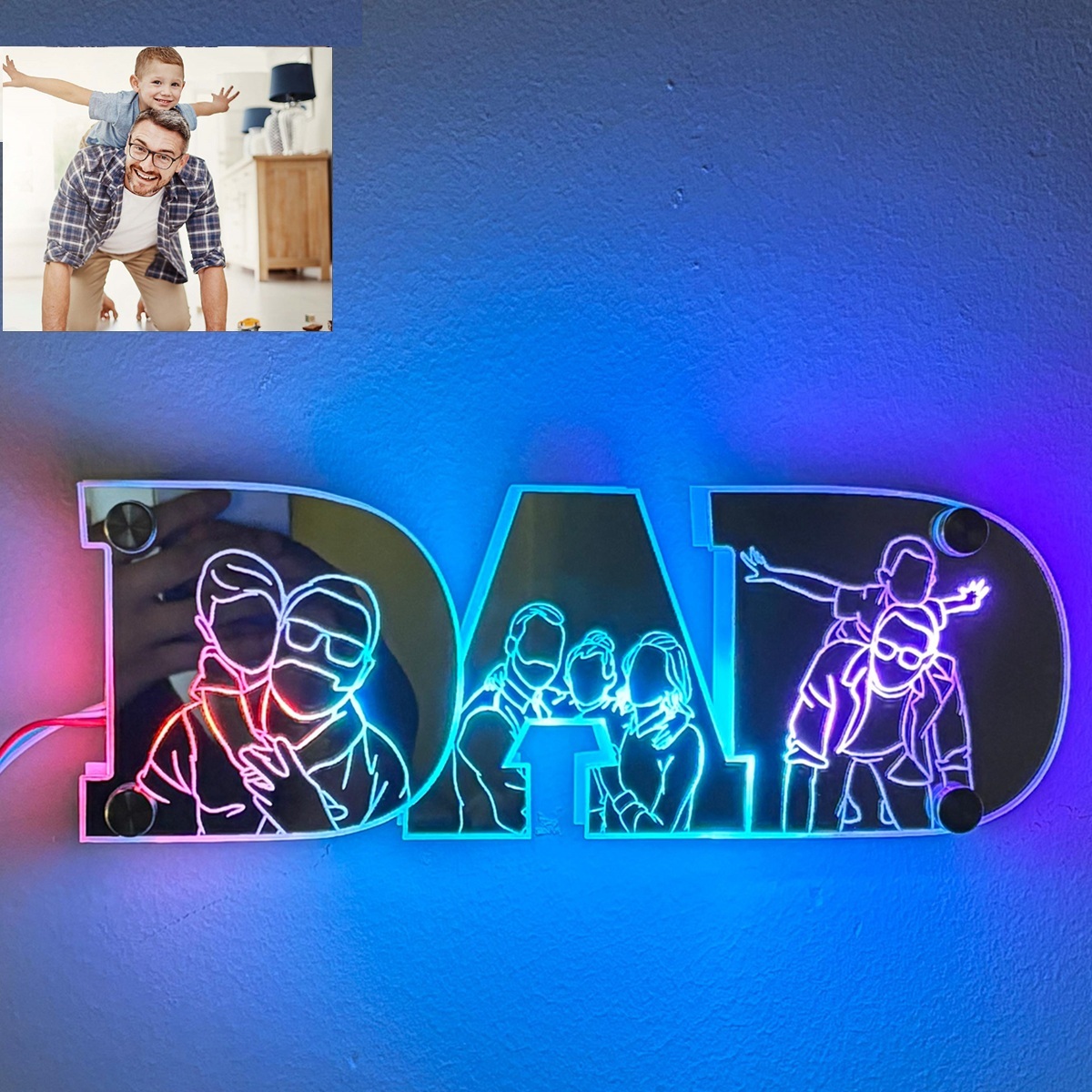 Father��s Day Gift Personalized Picture Engraving Studio Mirror Lamp - MyMoonLampAu