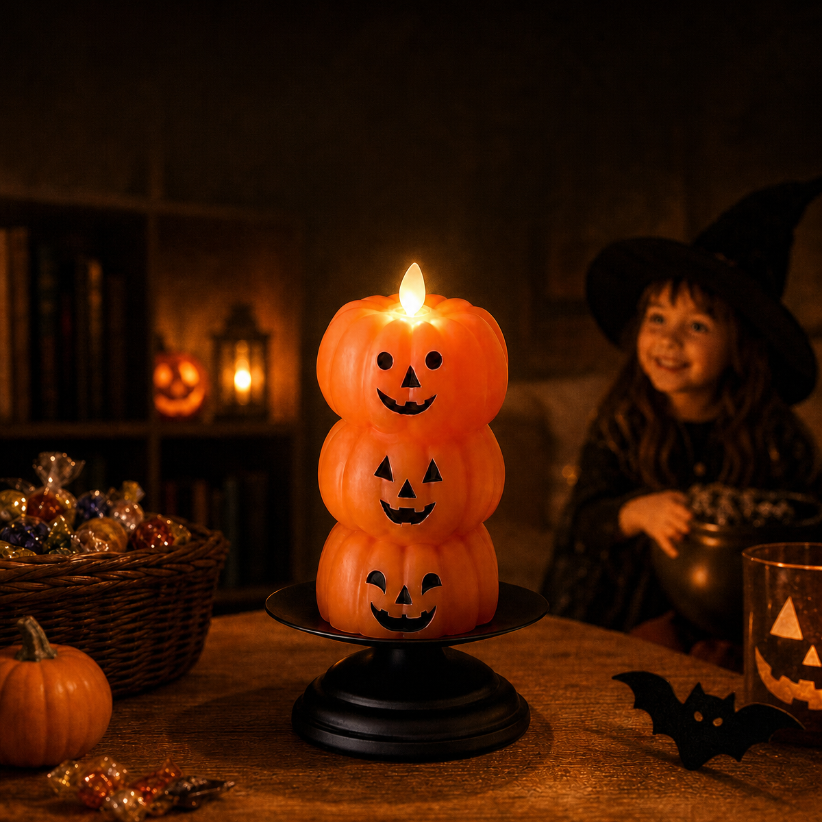 Stackable Halloween Pumpkin Decor - Flameless LED Candles for Home, Party & Gift Giving - MyMoonLampAu