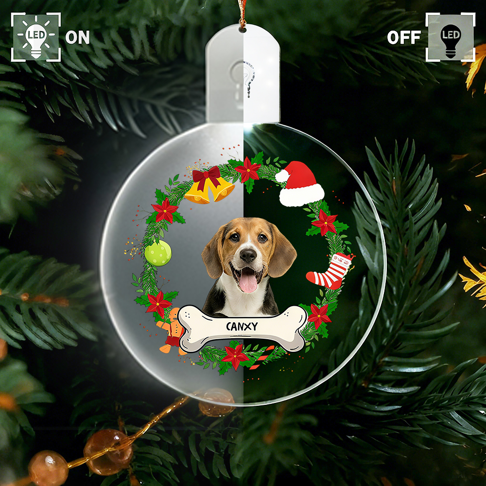 Custom Photo Dog Cat Ornament Christmas Acrylic Luminous Ornaments
