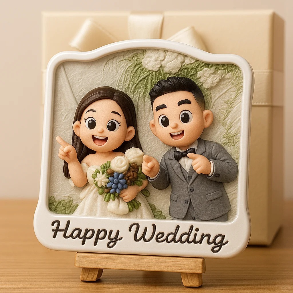 Romantic 3D Cartoon Style Wedding Figurine Custom Printed from Your Favorite Couple Photo - auphotoblanket