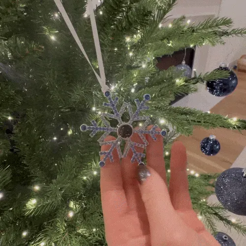Personalized Pink Snowflake Photo Ornament Custom Projection Ornaments Christmas Gifts - auphotoblanket