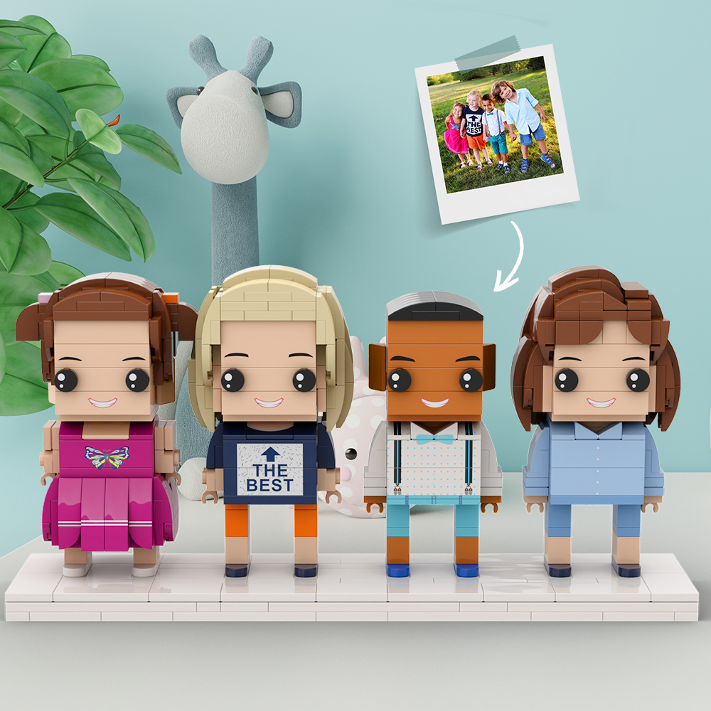 Full Body Customizable 4 People Custom Brick Figures Universal Interlocking Plastic Toy Creative Gift For Kids - auphotoblanket