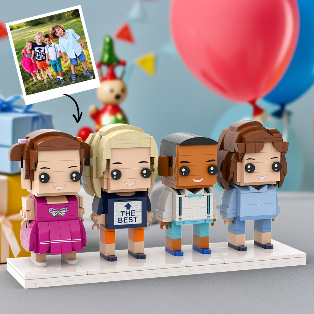 Full Body Customizable 4 People Custom Brick Figures Universal Interlocking Plastic Toy Creative Gift For Kids - auphotoblanket