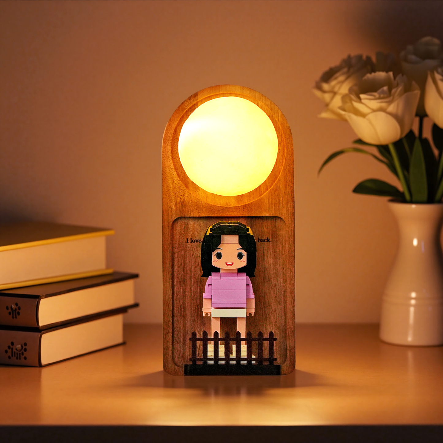 Custom Name & Photo Brick Figure Night Light Personalized Family Night Light Best Gift - auphotoblanket