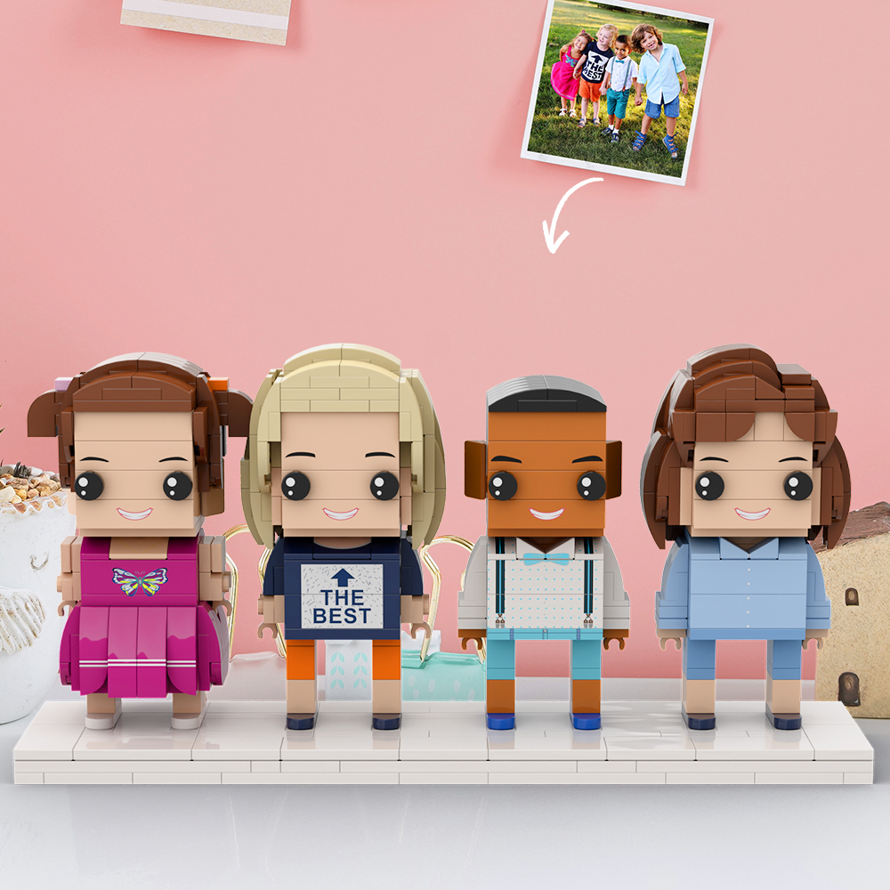 Full Body Customizable 4 People Custom Brick Figures Universal Interlocking Plastic Toy Creative Gift For Kids - auphotoblanket